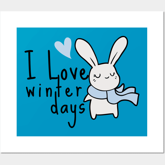 Winter Bunny Rabbit December Cute Funny Happy Gift Sarcastic Rain Snow Animal Birthday Wall Art by EpsilonEridani